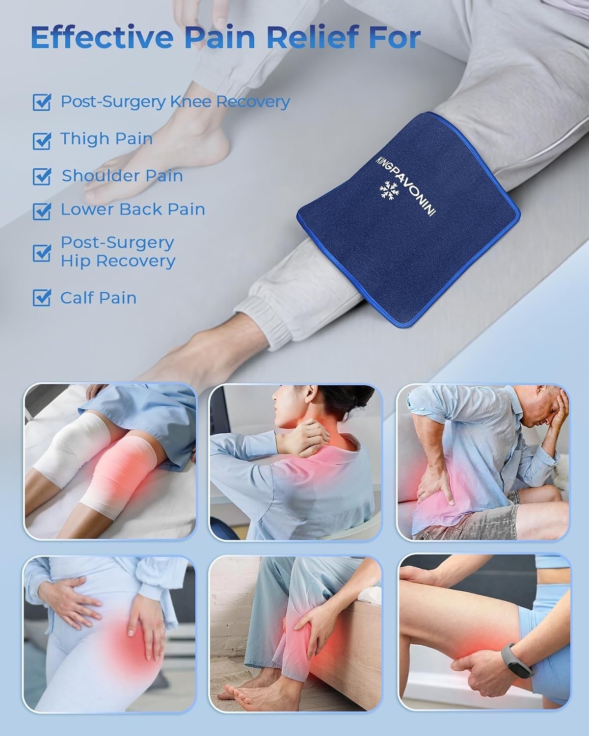 Dual-Layer Gel Ice Pack – Soft, Flexible Cold Therapy for Back, Knee & Shoulder