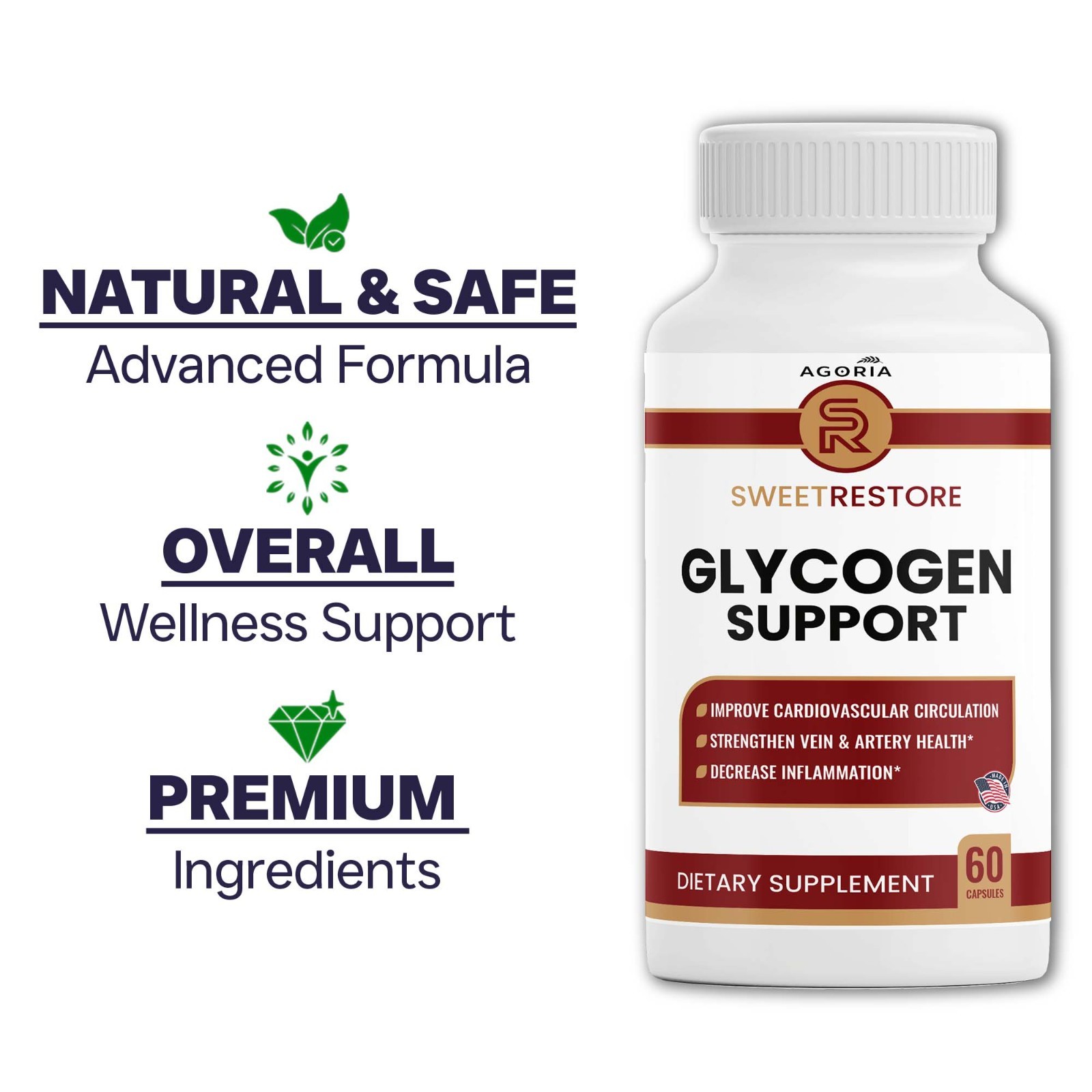 (3 PACK) Sweet Restore Glycogen Support Capsules, Joint Support (180 Capsules)