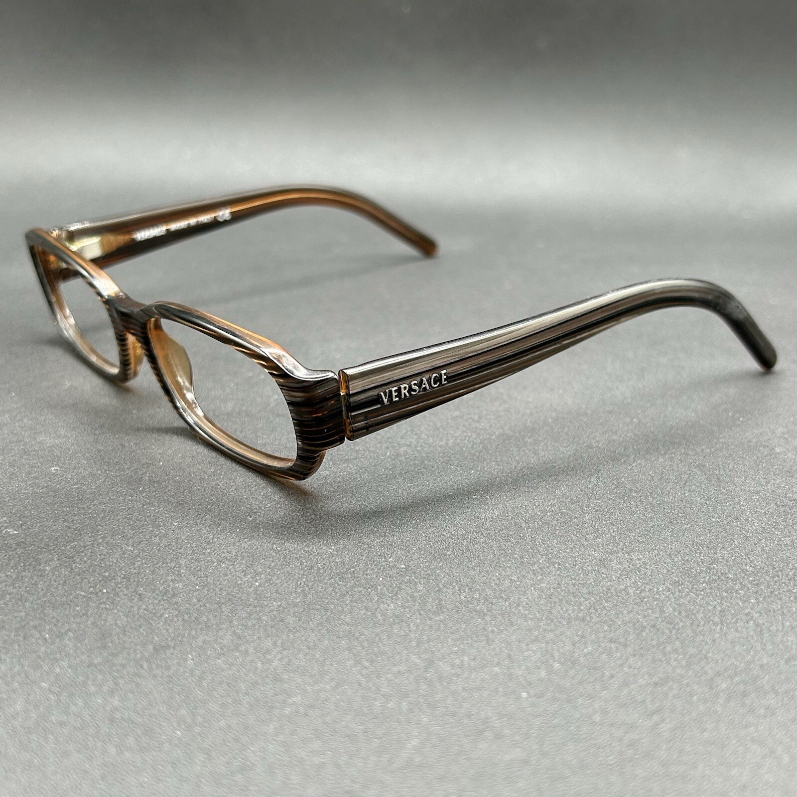 Versace 3072 575 Eyeglasses Brown Stripe Flex Italy 51-16-135 Used