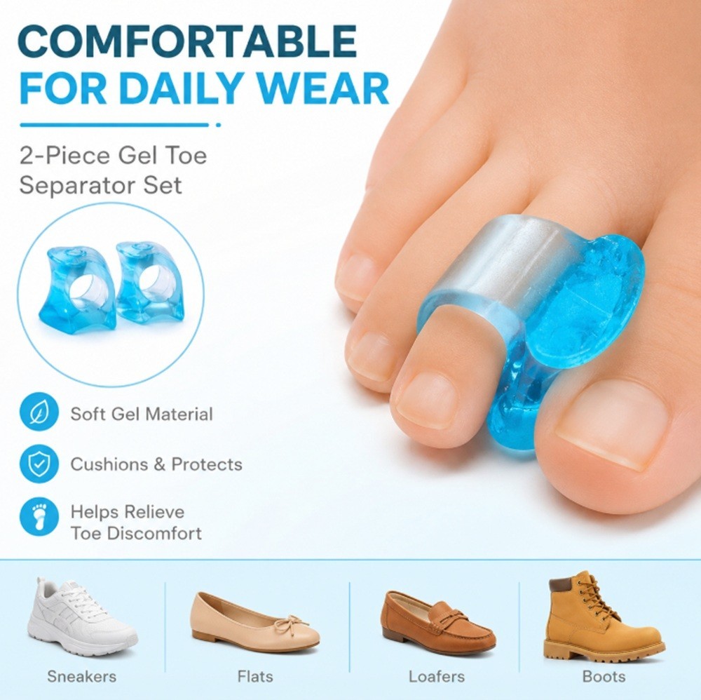 1 Pair Silicone Gel Toe Separator Big Toe Spacer Reusable Foot Care