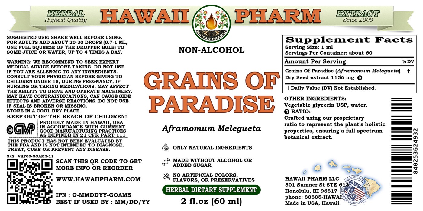 Grains Of Paradise (Aframomum Melegueta) Organic Dried Seeds Liquid Extract