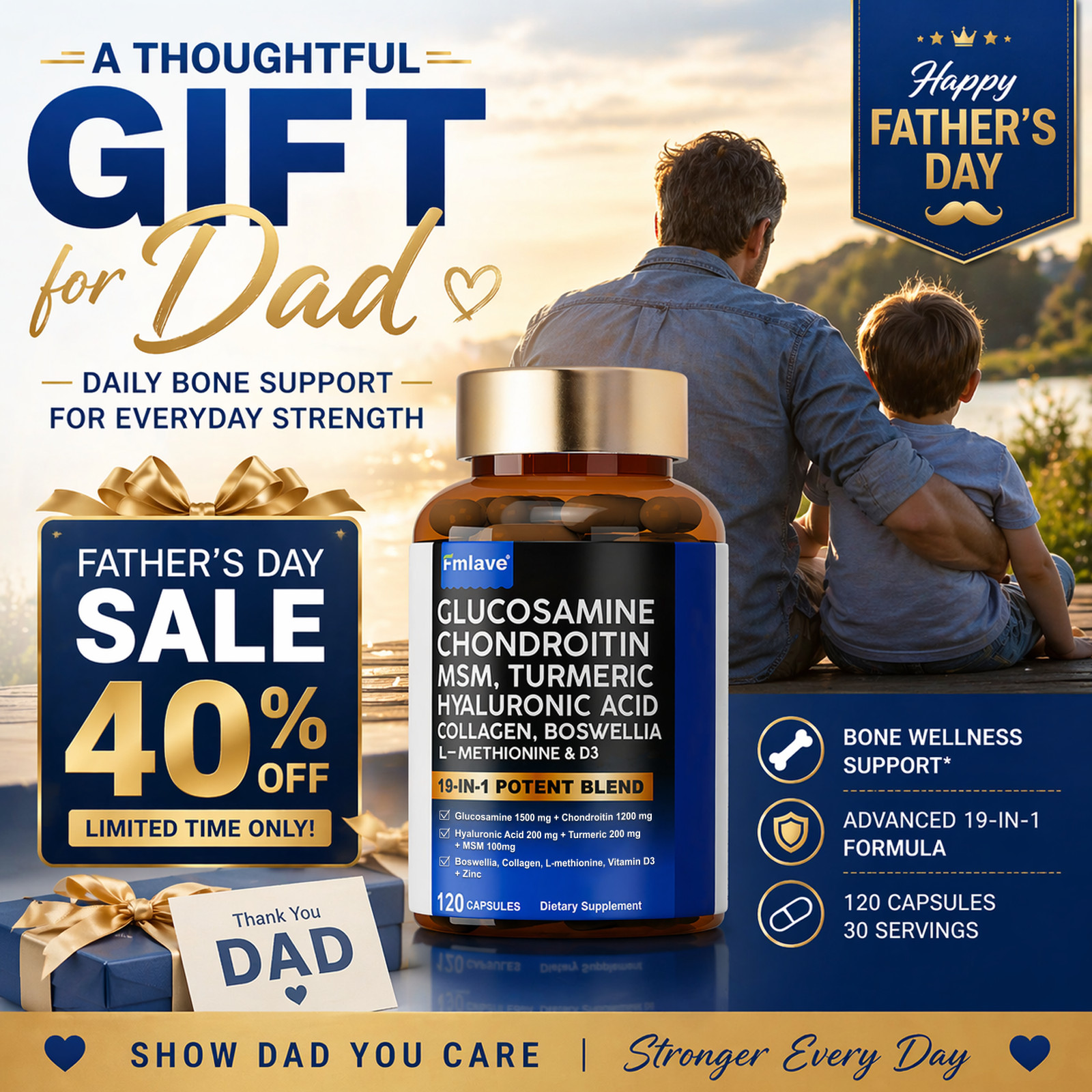 Triple Strength Pain Relief Supplement, Joint Support Glucosamine, Turmeric, MSM