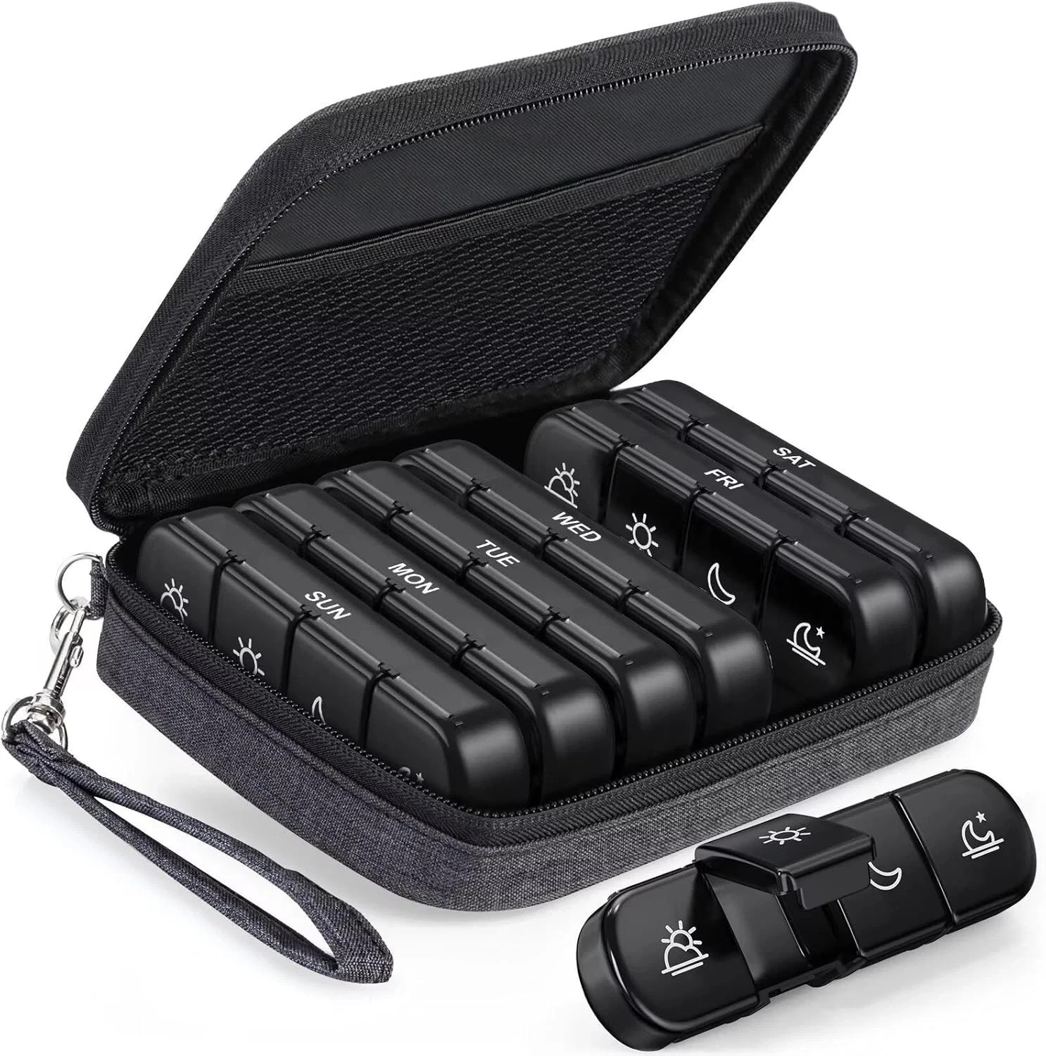 PULIV Weekly Pill Organizer 4 Times a Day with a Business Stylish Bag, Portable