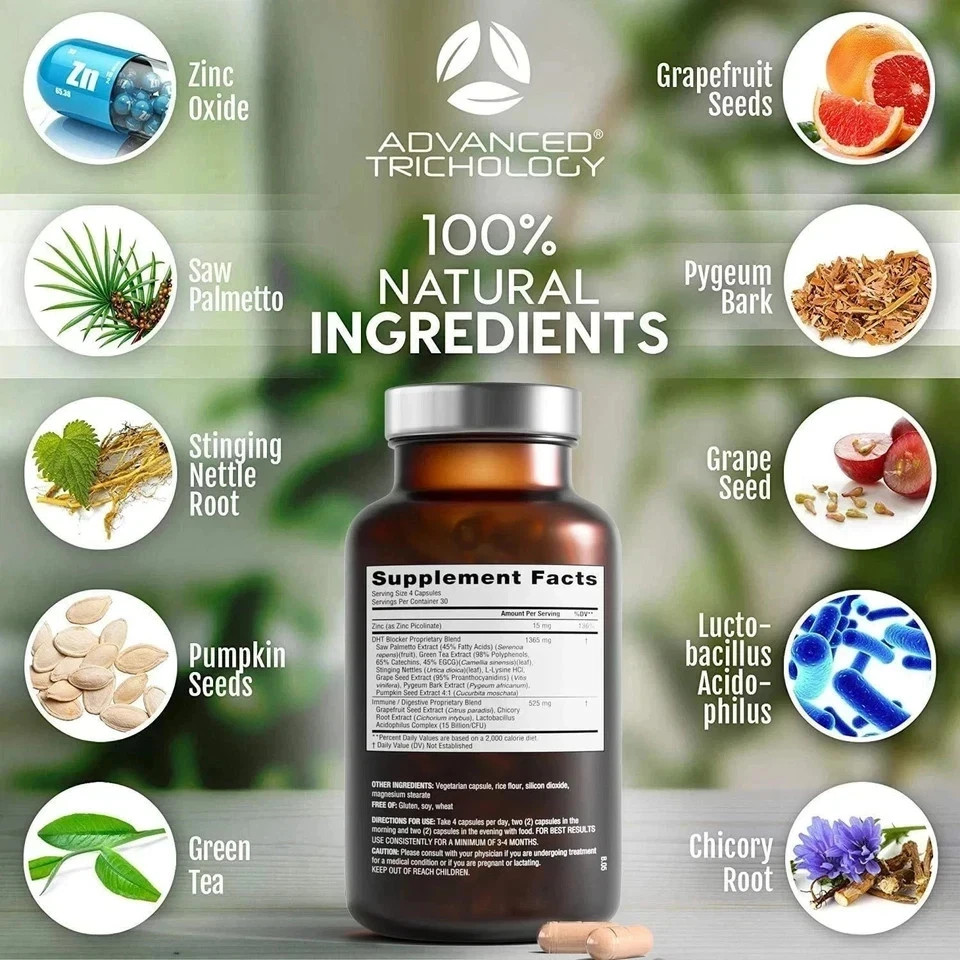 Advanced Trichology DHT Blocker – Hair Growth Supplement – 120 Capsules