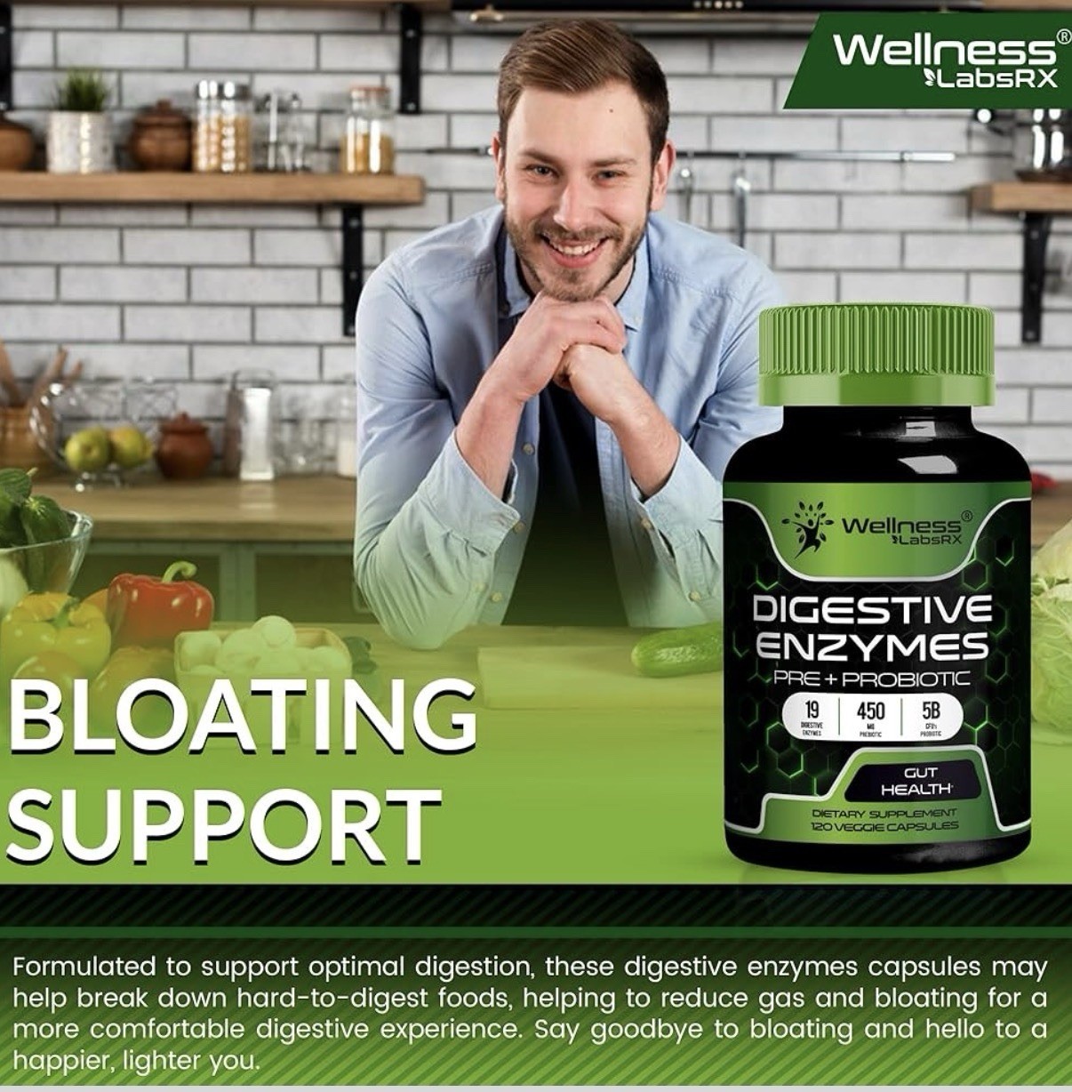 Digestive Enzymes with Probiotics and Prebiotics 450mg, 120, exp 07/26