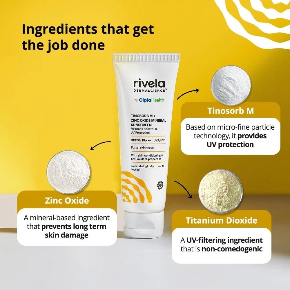 Rivela Dermascience By Cipla SPF 50, PA+++ Mineral Sunscreen Lotion 50ml