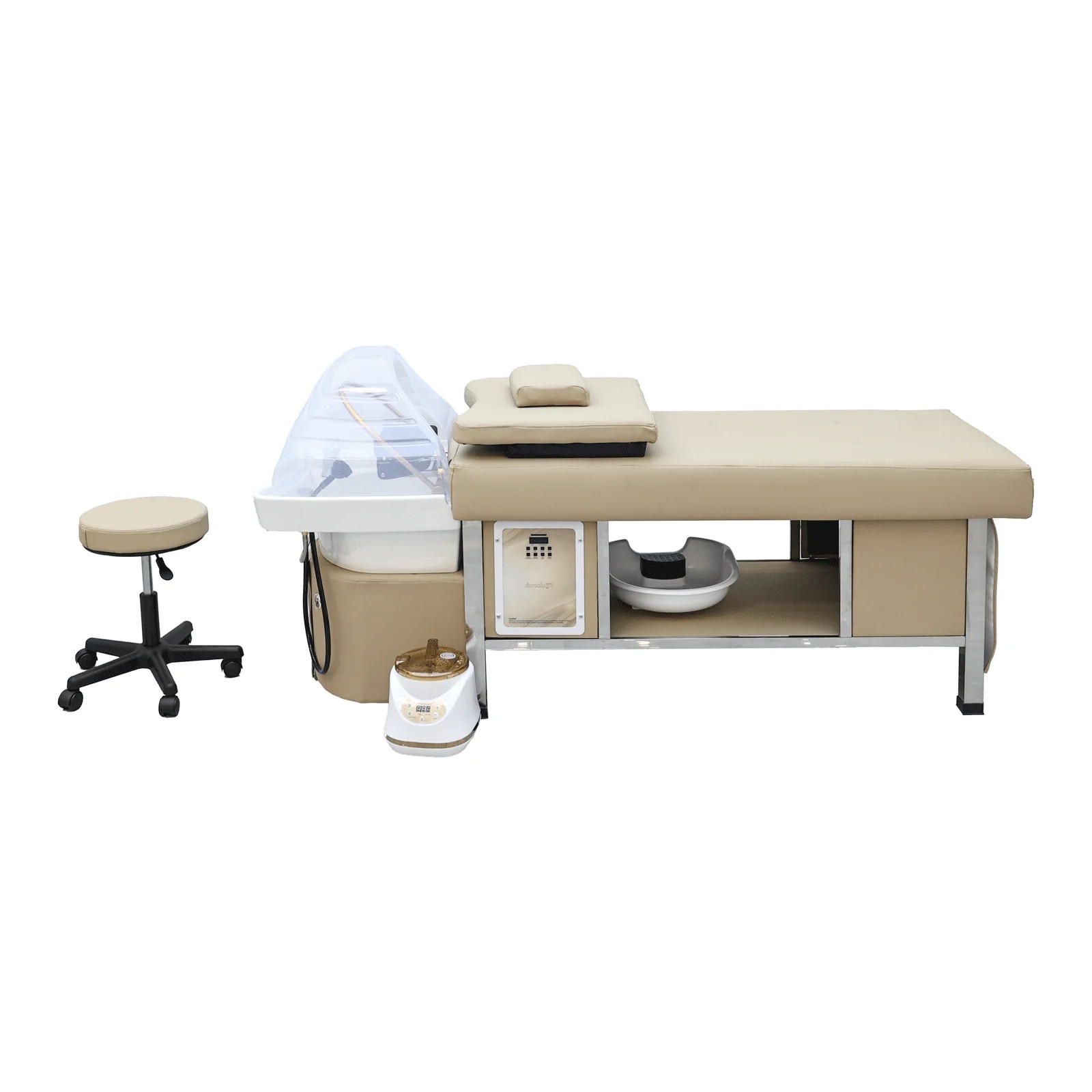 Head Spa Bed Shampoo Bed with water flow,Shampoo Backwash Unit Khaki