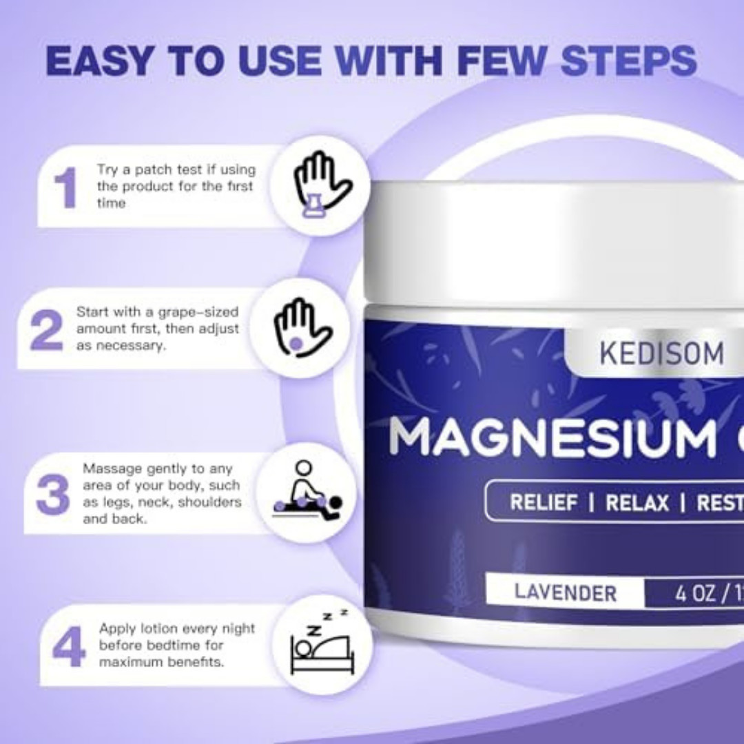 Natural Topical Magnesium Cream for Sleep,Nighttime Magnesium Lotion for Pain an