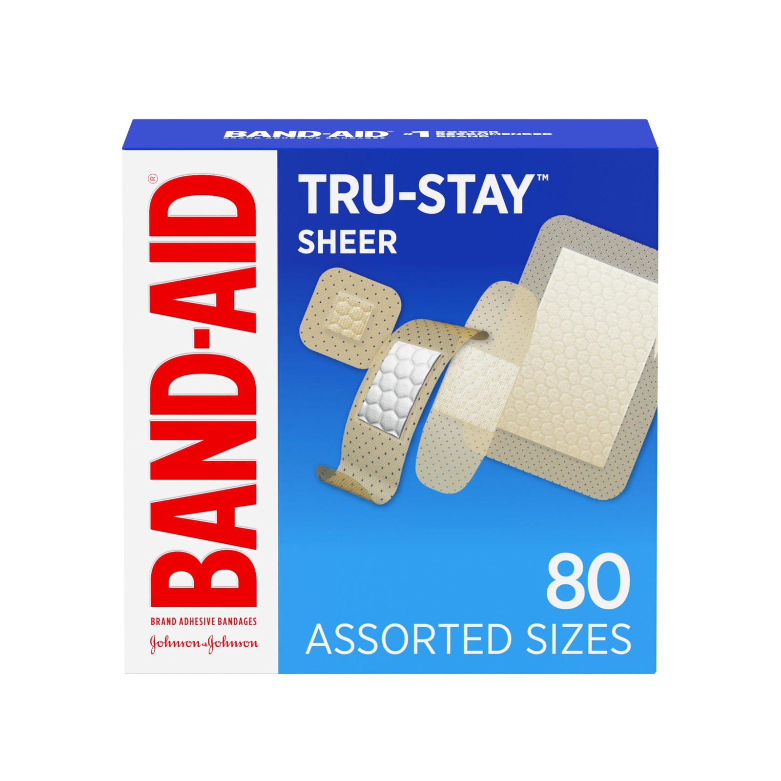 Band-Aid Brand Tru-Stay Sheer Strips Adhesive 80 Count (Pack of 1),