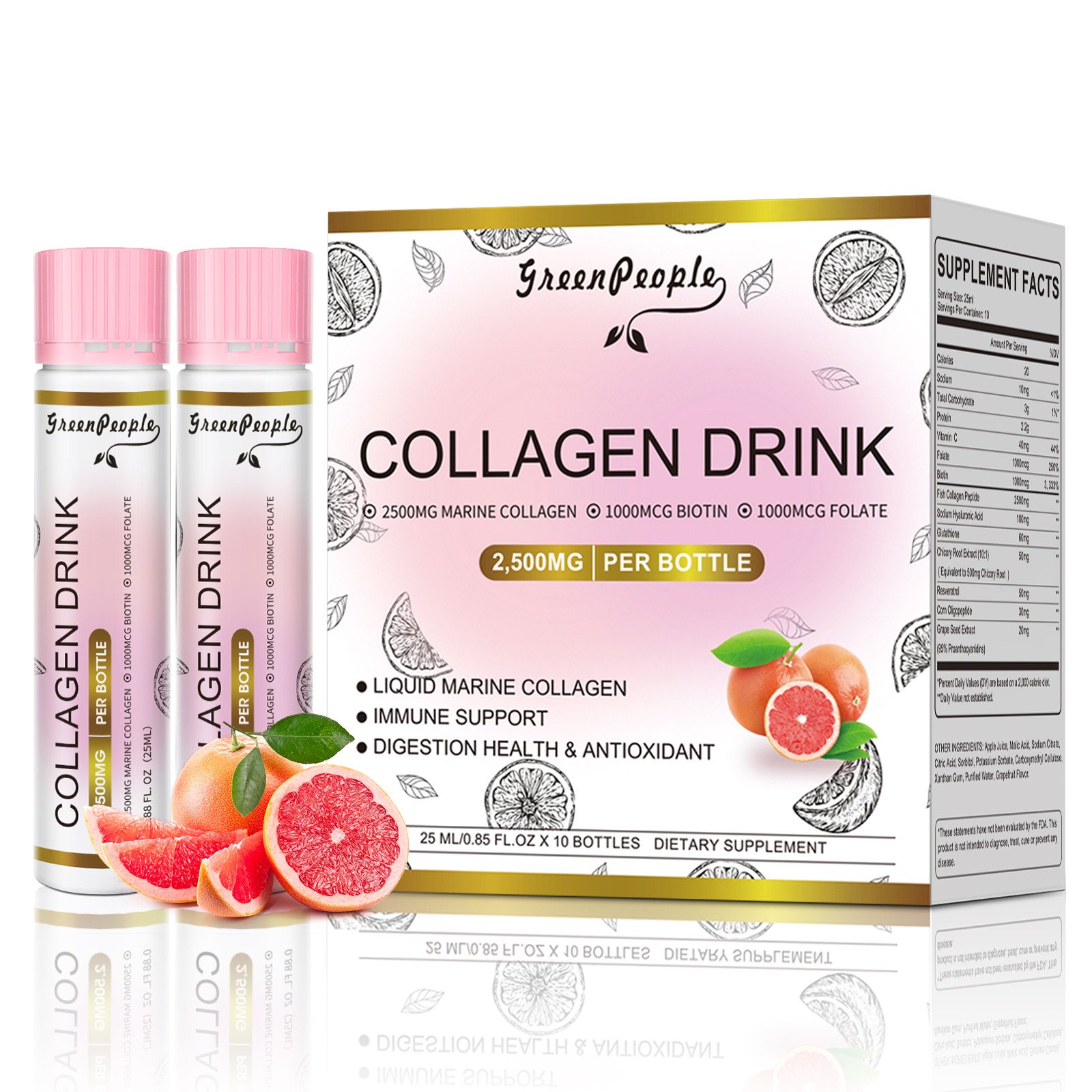 LIQUID COLLAGEN Drink Mix 10 Tubes – 25 ml each , Anti Aging Collagen Lighting