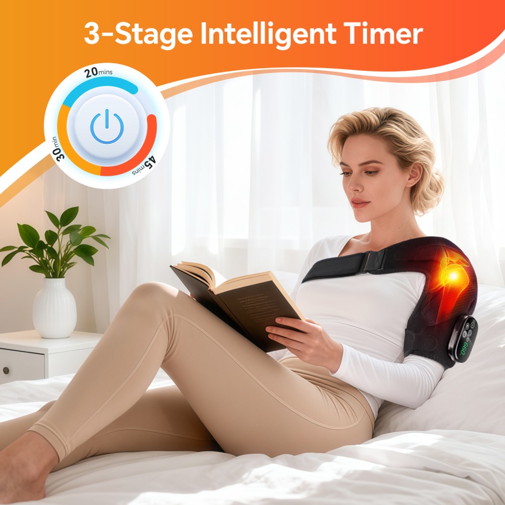 660nm & 850nm Red Light Therapy Shoulder Massager Heated Vibration Pain Relief