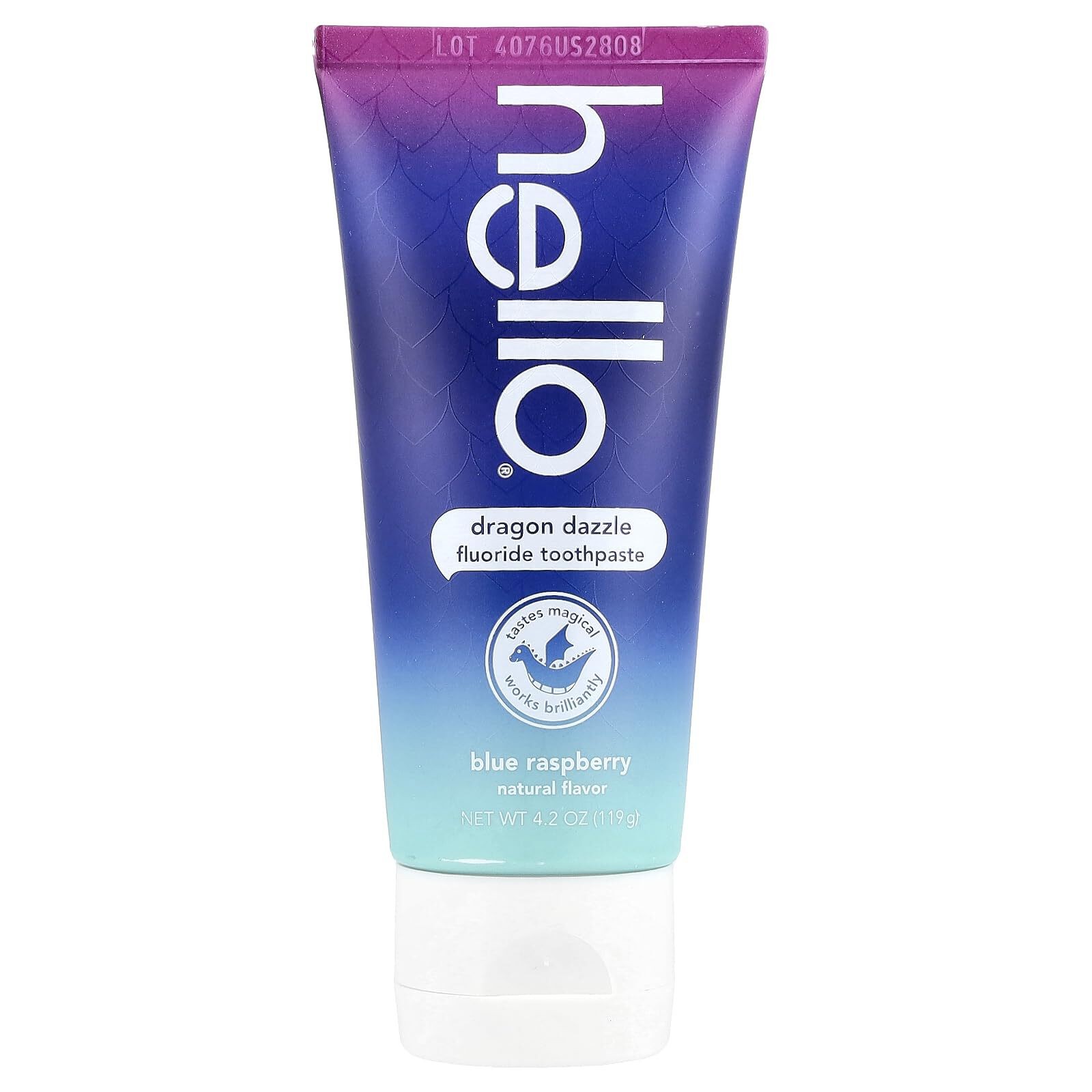 Exp 08/2026 Hello Blue Raspberry Dragon Dazzle Fluoride Toothpaste, 4.2 Oz