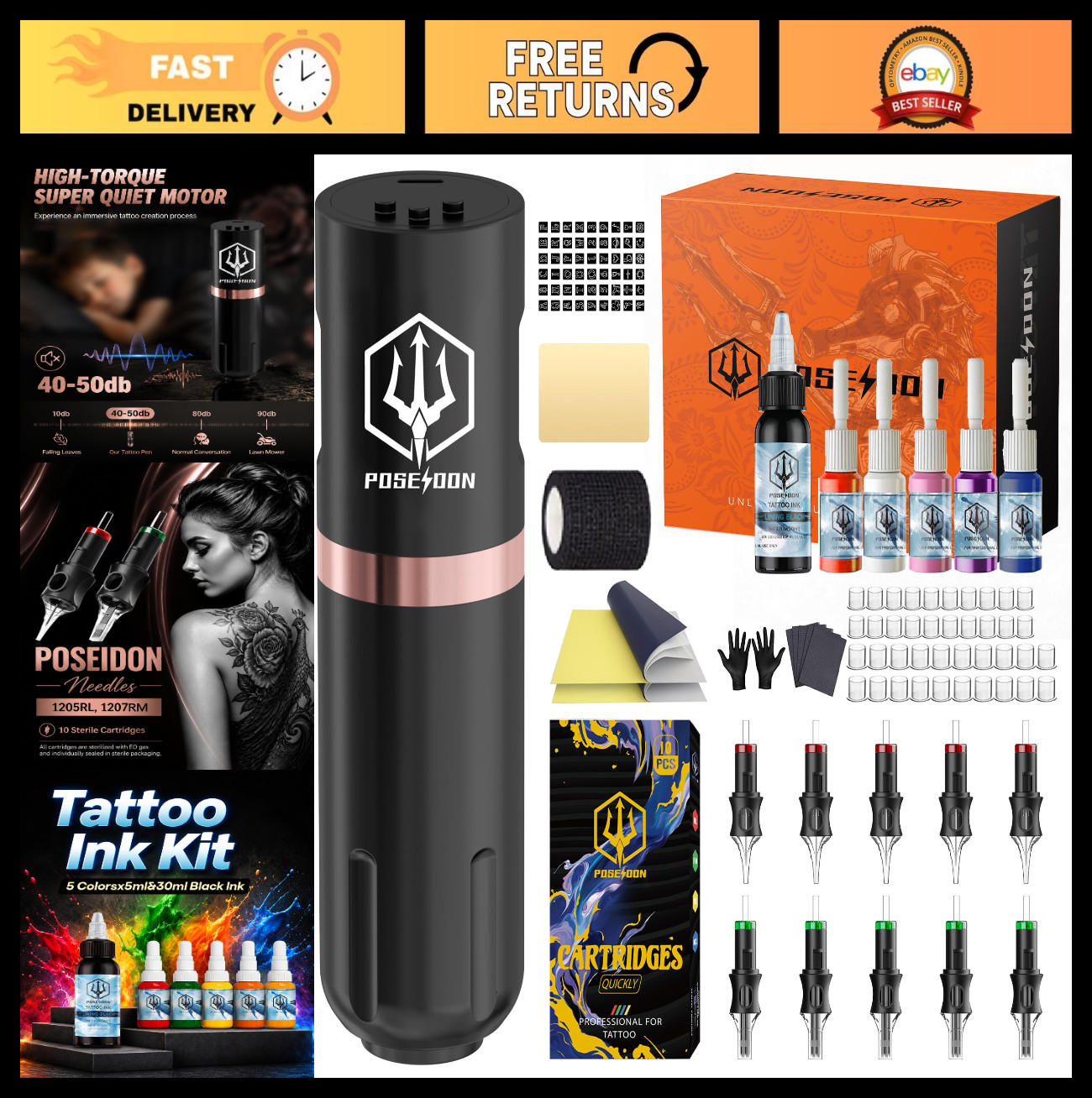 Wireless Rotary Tattoo Gun Kit – Ergonomic Pen Machine, 1500mAh Battery, Ink Set