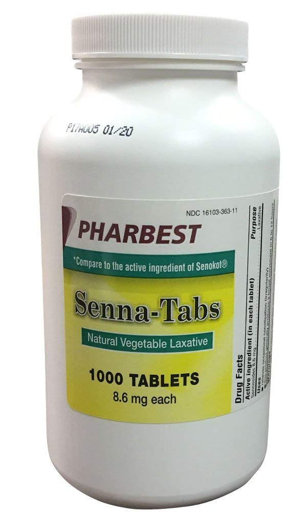 Pharbest Senna Natural Vegetable Laxative Constipation Tablets 8.6mg 1000 Count