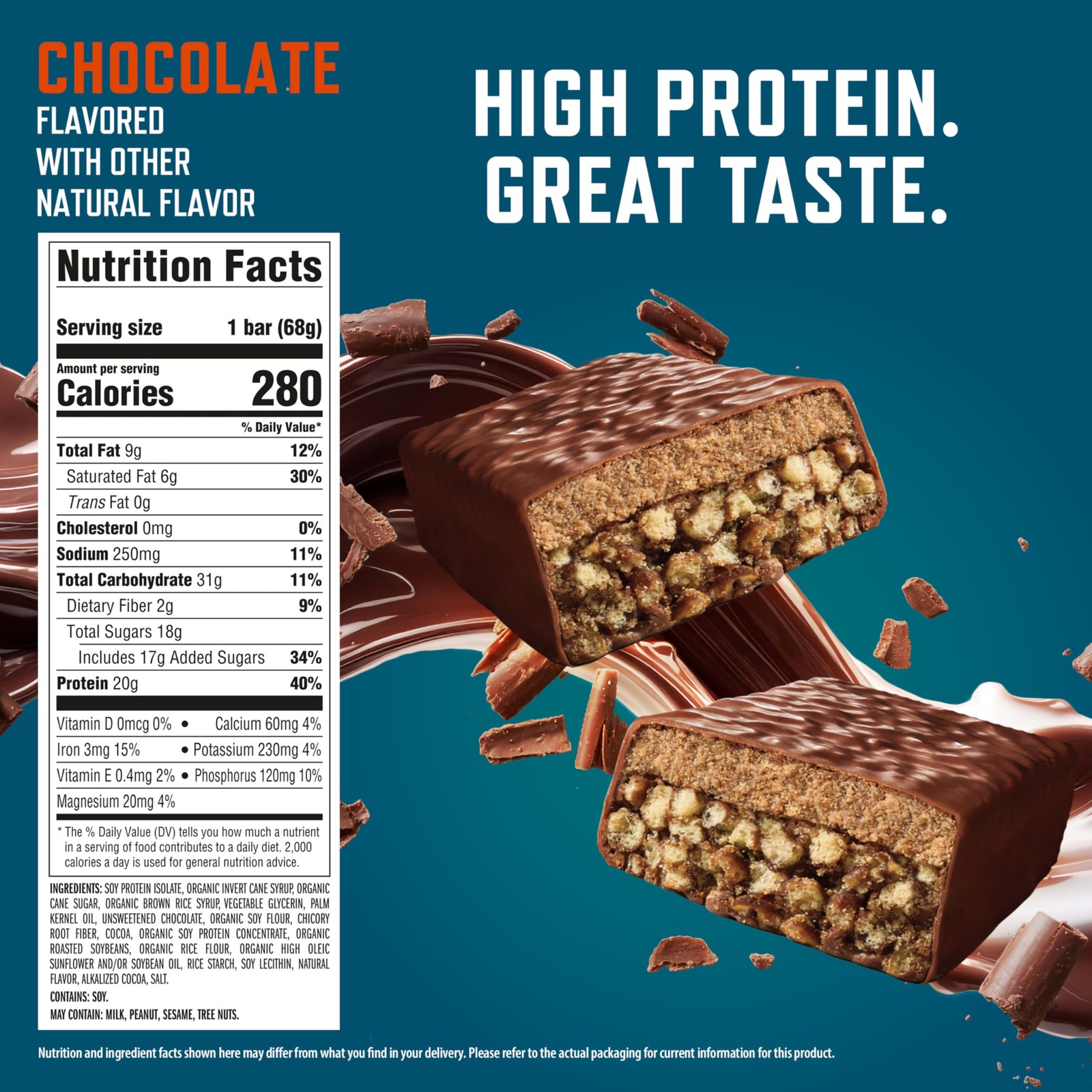 Protein Bars 20g Plant Based Chocolate 6 Pack 2.4oz CLIF BUILDERS Flavor Gluten