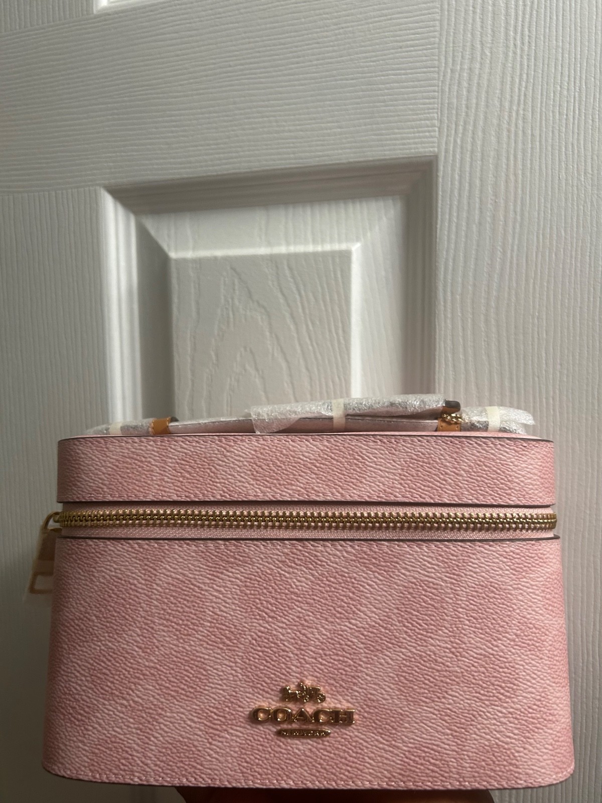 NWT Coach Cosmetic Case Vanity Makeup Bag Powder Pink Signature CEA56 Authentic