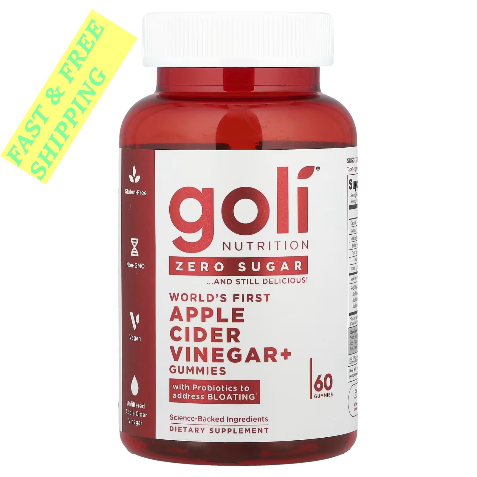 2 BOTTLES- Goli Nutrition, World’s First Apple Cider Vinegar+ Gummies ,60Gummies