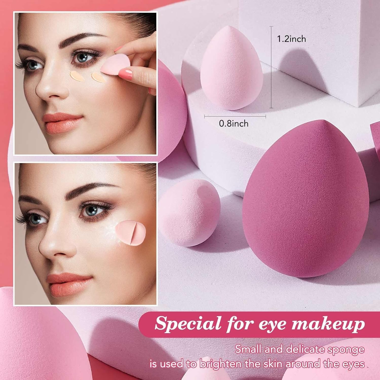 14 Piece Makeup Sponge Set Cosmetic Blender Sponges with Powder Puffs