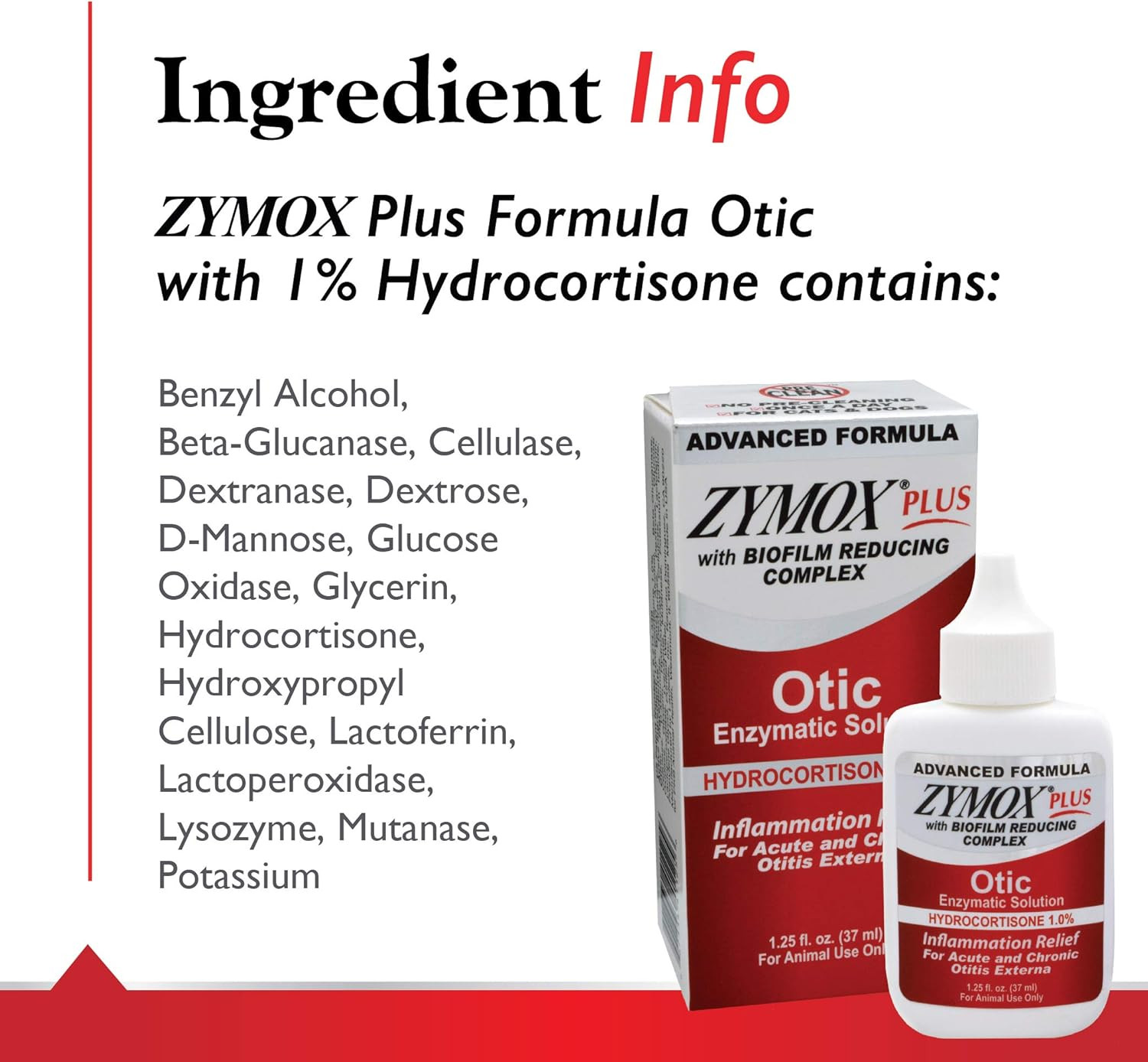 Advanced Formula Otic plus Enzymatic Ear Solution for Dogs and Cats with 1% Hydr