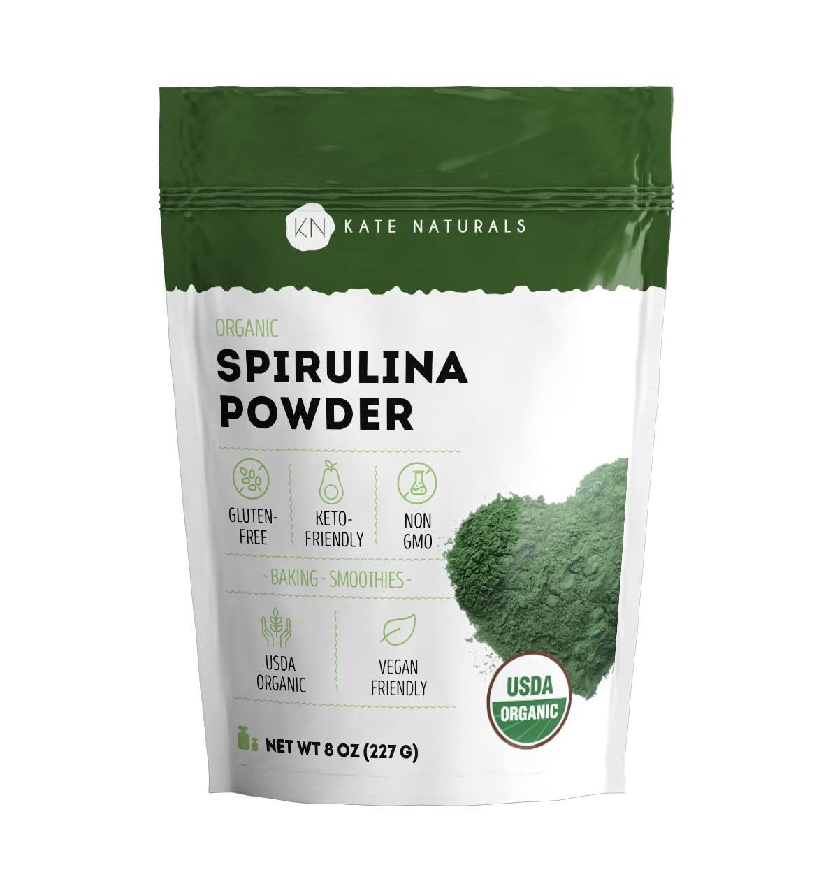 Kate Naturals Organic Spirulina Powder for Immune Support 8 Ounce (Pack of 1)