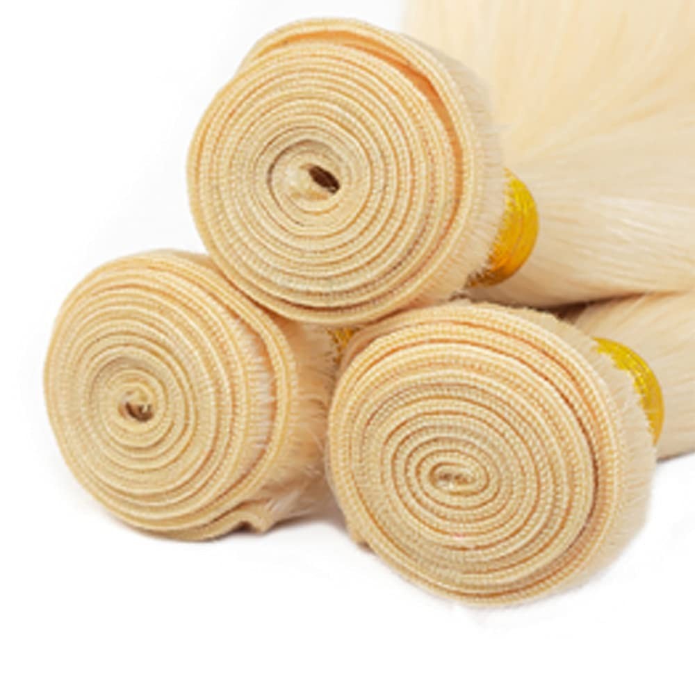 Blonde Straight Hair Extensions 24″ 26″ 28″ 8A Remy Human Hair Bundles 330g