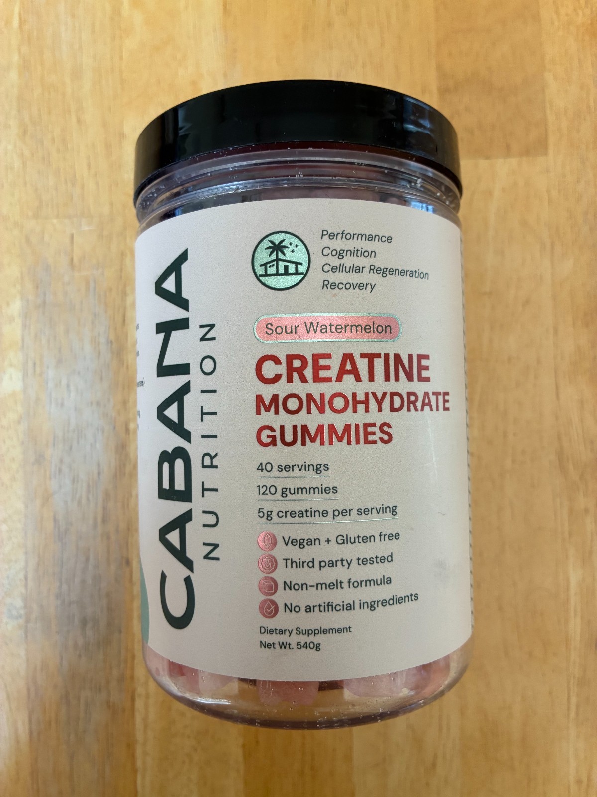 Cabana Creatine Gummies 5g Sour Watermelon 120ct Vegan Exp 02/2028