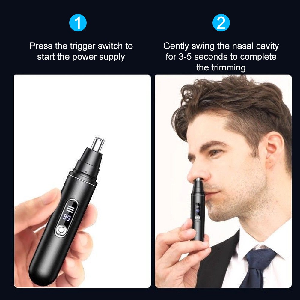 Electric Nose & Ear Hair Clipper- USB Rechargeable With LED Screen for Men Women