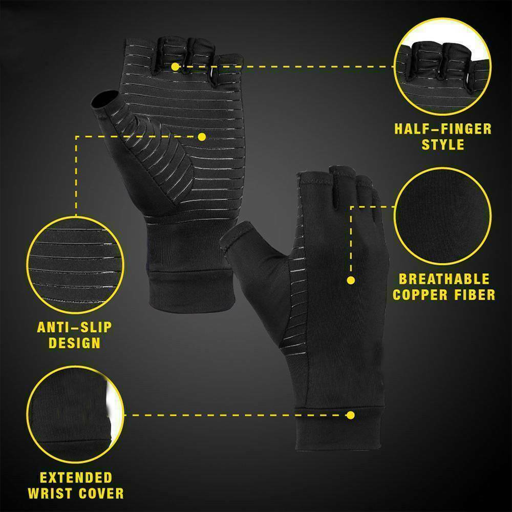Copper Compression Arthritis Gloves Hand Support Joint Pain Relief wrist brace