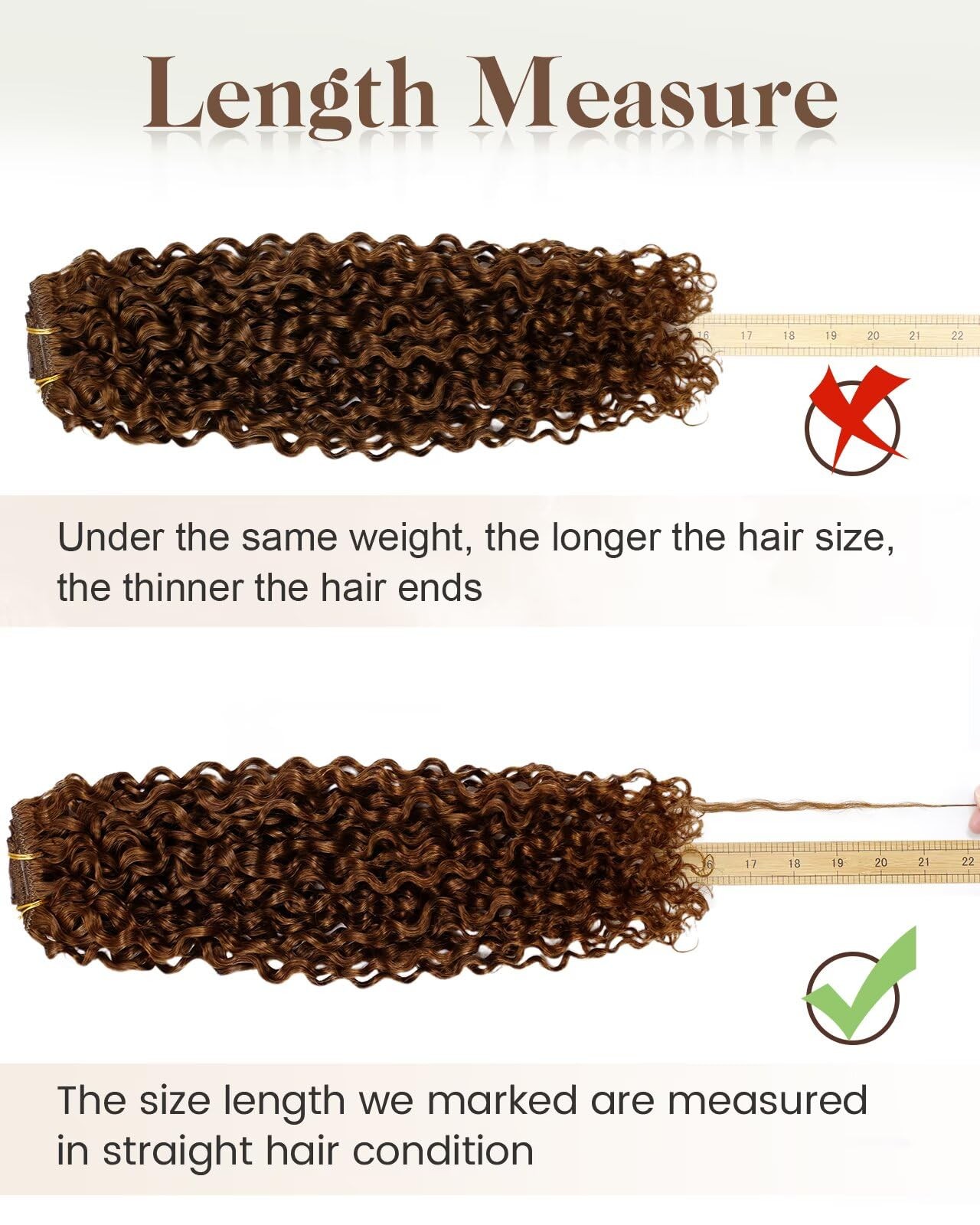 Hetto Curly Clip In Hair Extensions – Medium Brown 120G 7Pcs 14 Inch Ww – 3A-3C