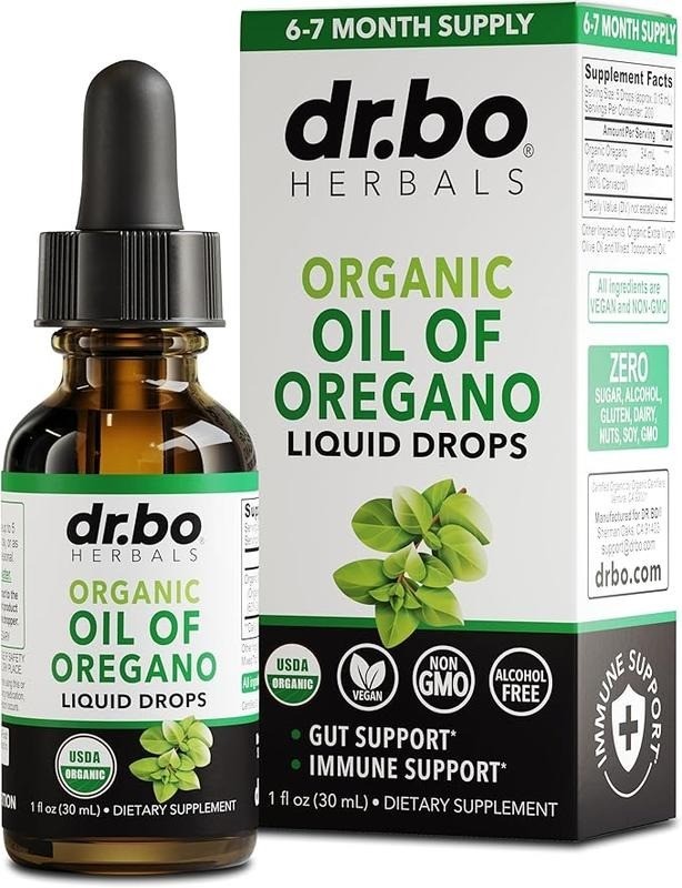 Organic Oregano Oil Liquid Drops 1 fl oz Vegan Daily Body Wellness Supplement
