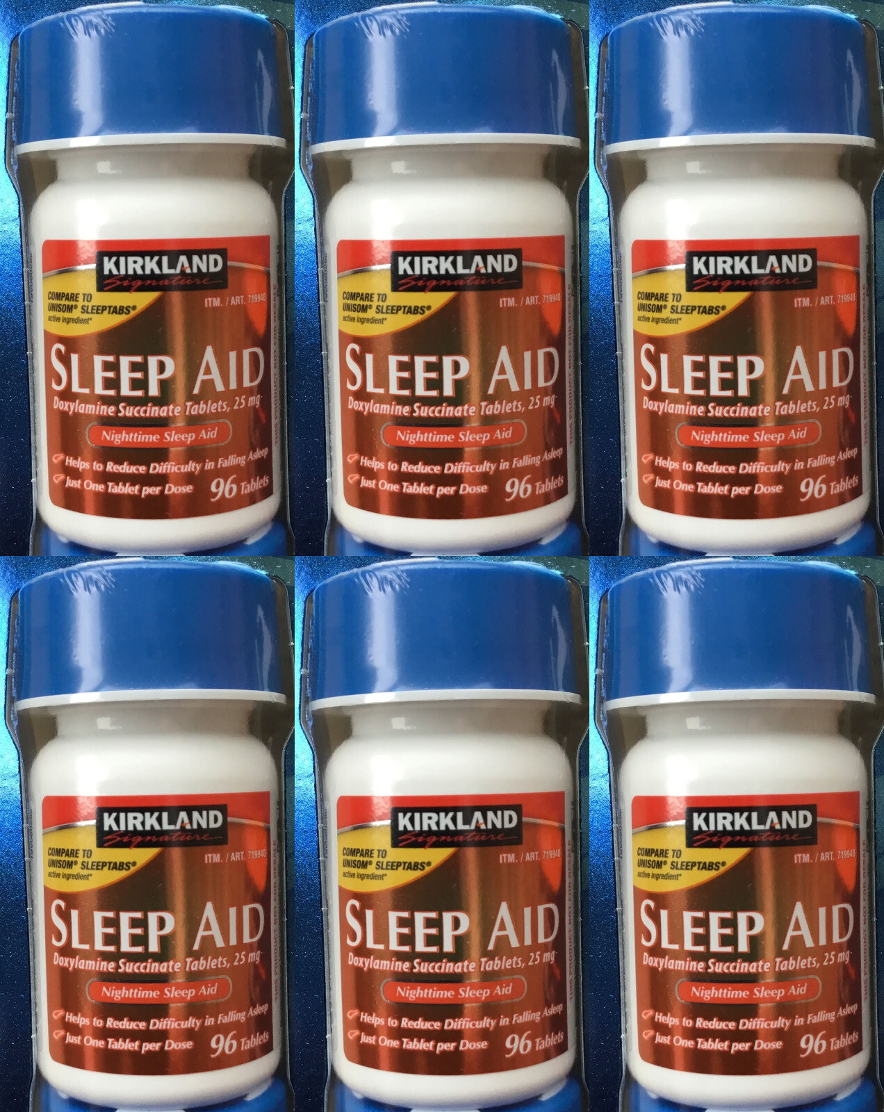 Kirkland Sleep Aid 25 mg 96 Tablets x 6 bottles exp Jan 2027