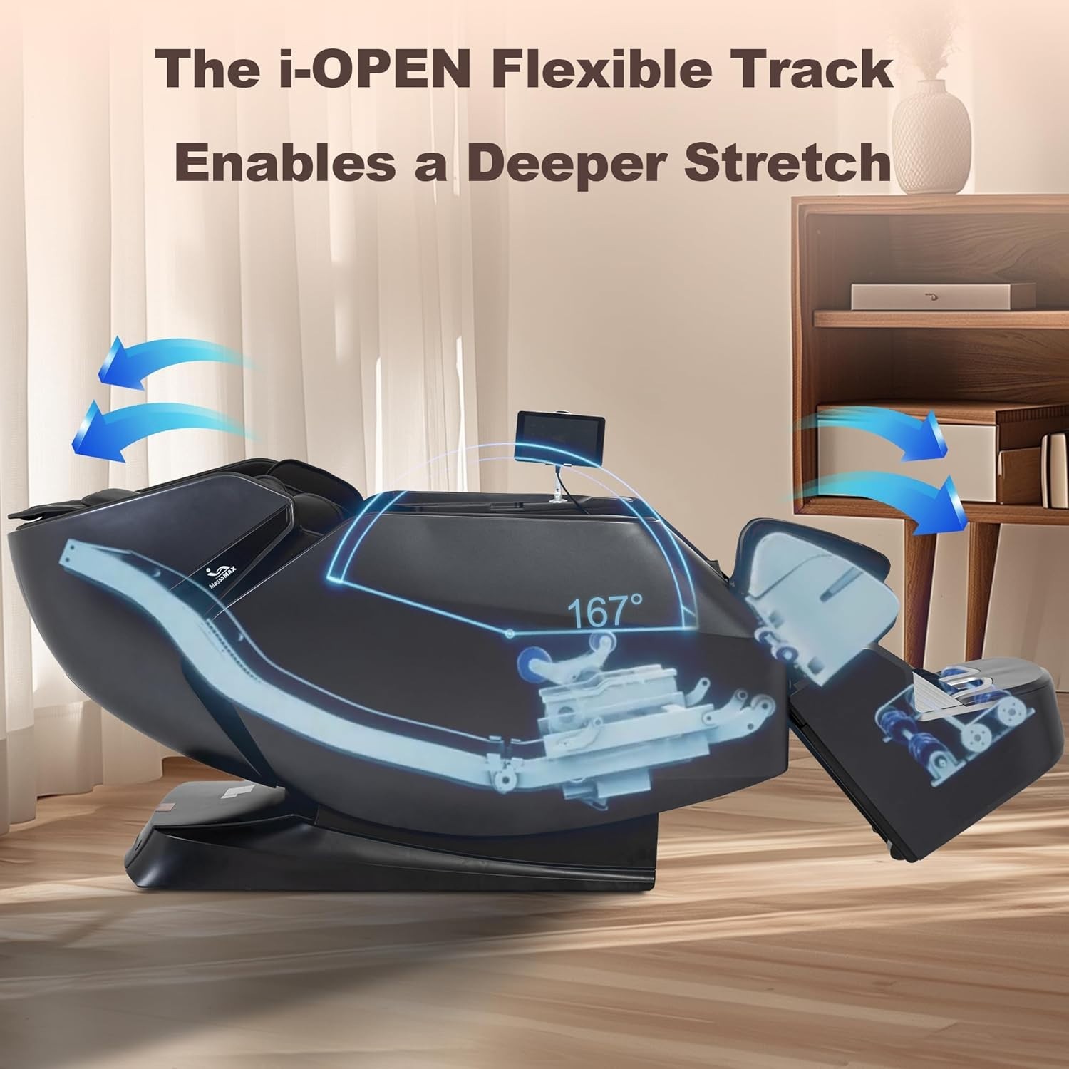 MassMAX Massage Chair for Stretch & Flexibility – 4D Full Body Recliner