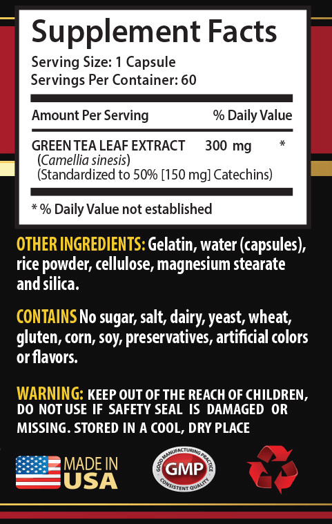 green tea capsules – GREEN TEA LEAF EXTRACT 300mg – green tea detox 1B