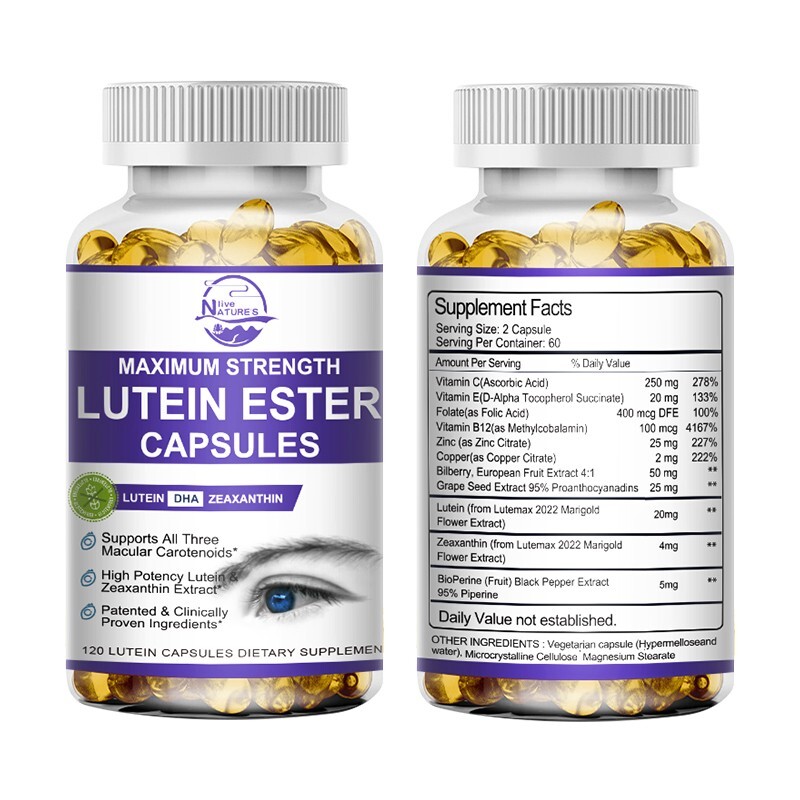 Lutein Eye Vitamins Zeaxanthin Bilberry to Support Eye Health 120 Capsules