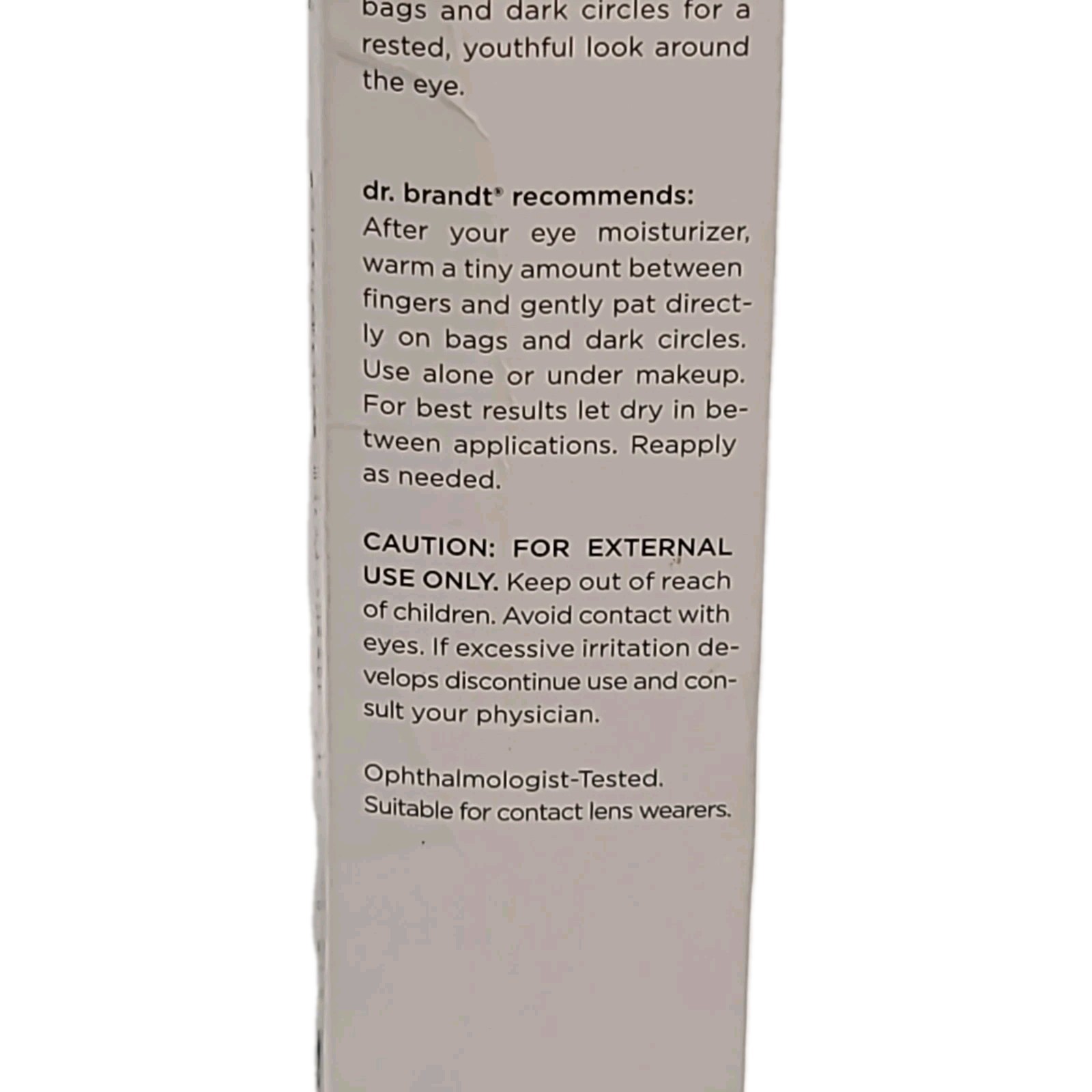 ( 1 ) Dr. Brandt 0.5 oz / 15 mL NO MORE BAGGAGE Eye De-Puffing Skincare Gel