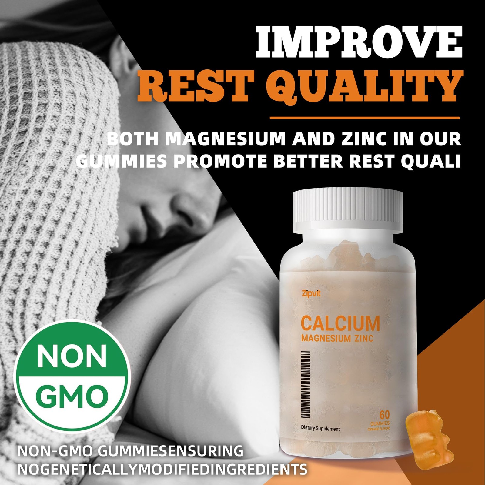 Calcium Magnesium Zinc 60 Count (Pack of 1), Gummies