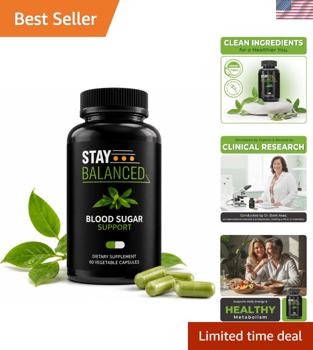StayBalance Blood Sugar Complex 60Caps – Natural Plant-Based Wellness Supplement