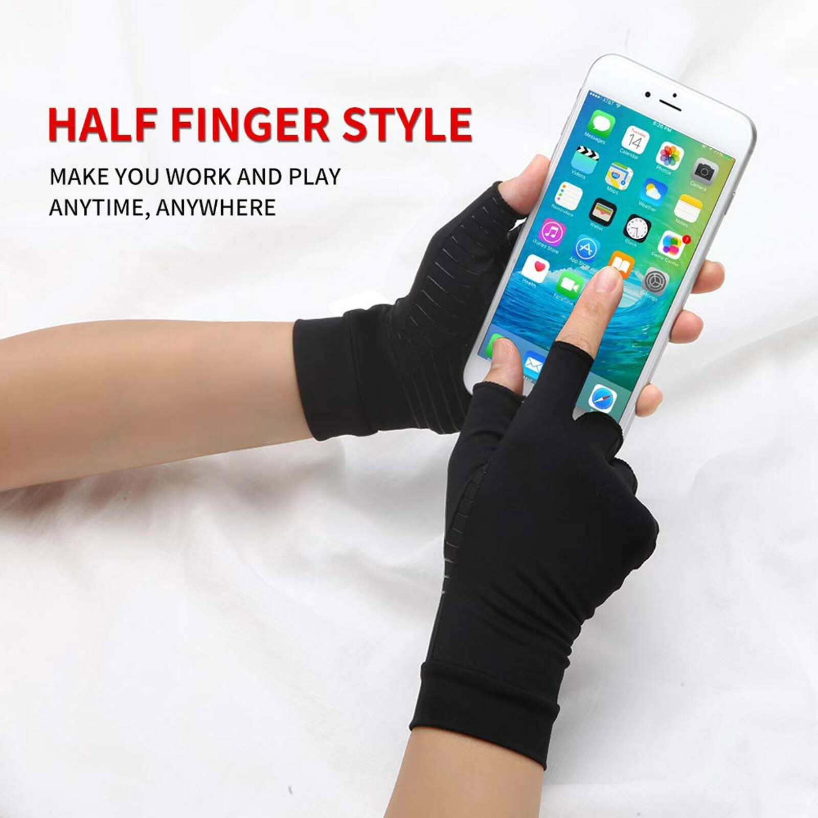 1 PAIR Copper Arthritis Compression Gloves Hand Support Joint Pain Relief USA