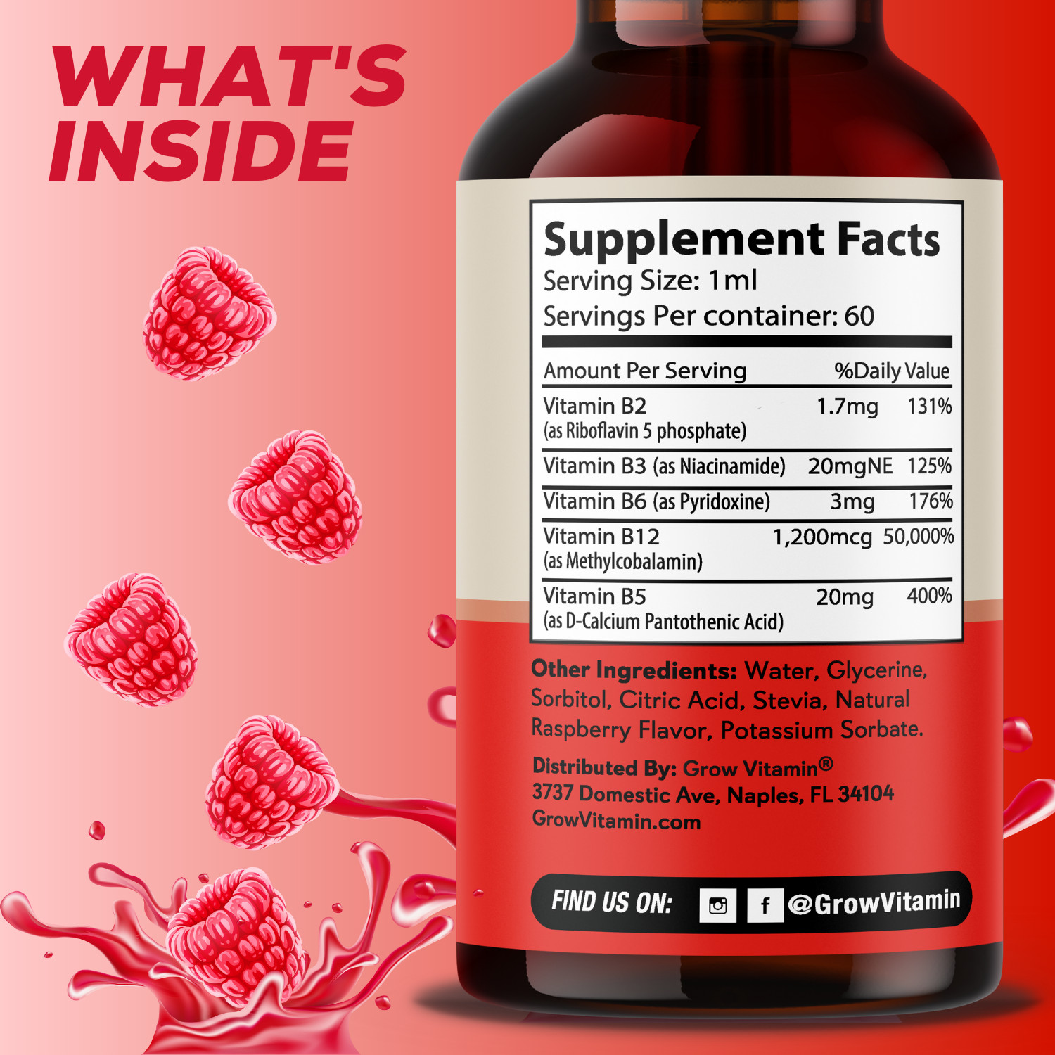 Vitamin B12, 5000 mcg, 3-in-1 Organic Liquid Vitamin B12, 30-Day Supply (1 Oz)