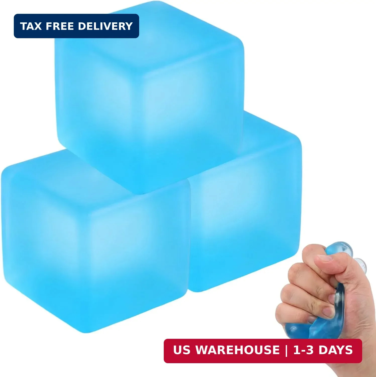 3PCS Nee Cube Squishy Stress Cube,Squishy Stress Ice Cube Fidget Toys,Slow Risin