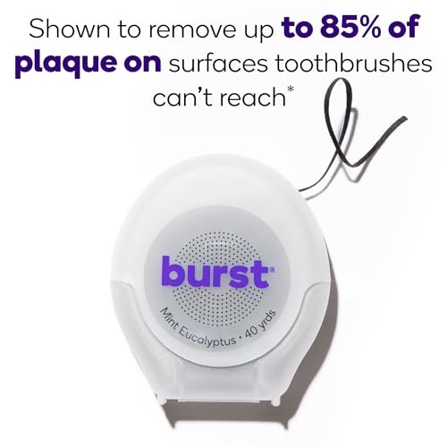 BURST Expanding Dental Floss Mint Eucalyptus 40 Yards Woven Stain Absorbing Vega