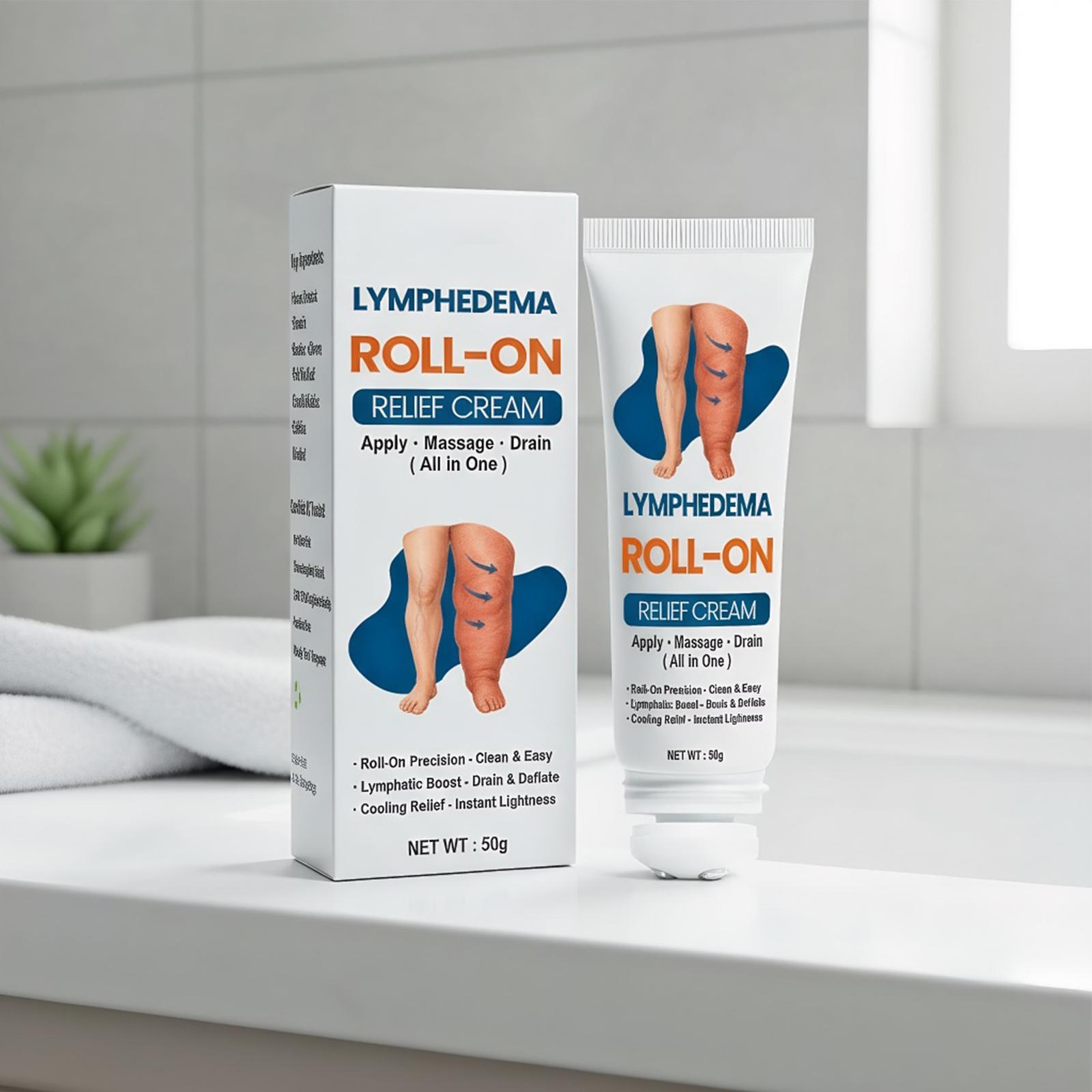 Roll-On Cream For Lymphatic Drainage & Swelling Relief, Herbal Cream