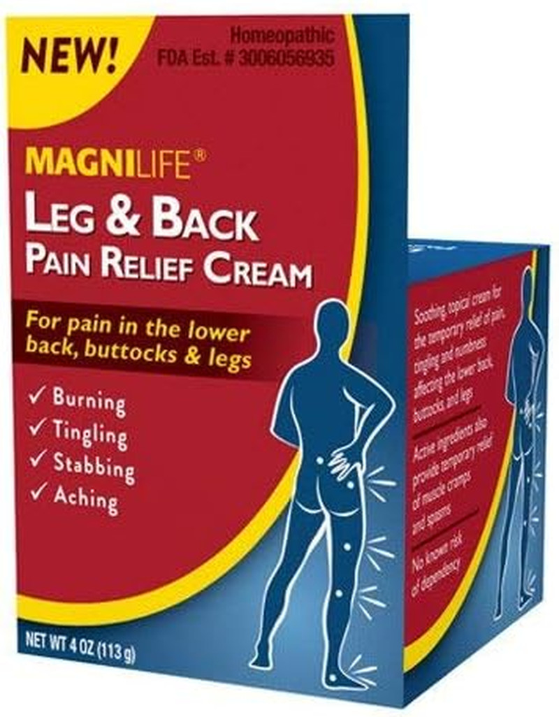 MagniLife Leg & Back Pain Relief Cream, Fast-Acting,Natural Soothing for Burning