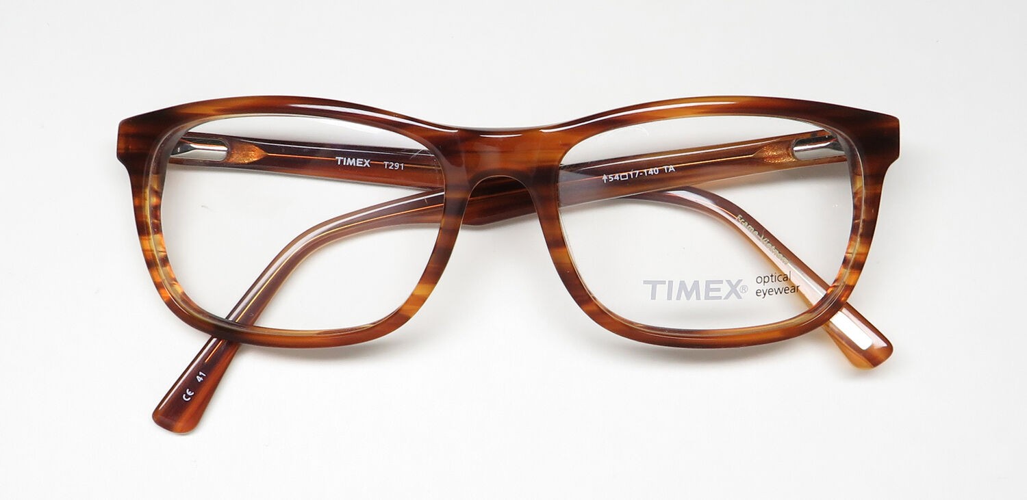 NEW TIMEX T291 EYEGLASSES 54-17-140 OVERSIZED BROWN PLASTIC TA FULL-RIM MENS