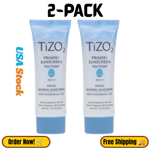 2 Pack TIZO2 Non-Tinted Facial SPF 40 1.75oz Mineral Sunscreen