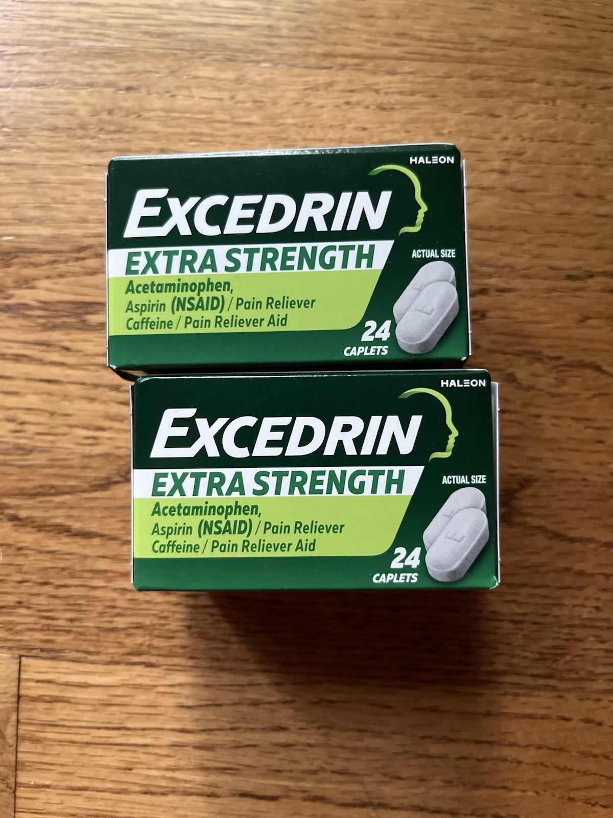 2 Pack Of Excedrin Extra Strength Pain Reliever Caplets, 24 Each Exp 01/2029