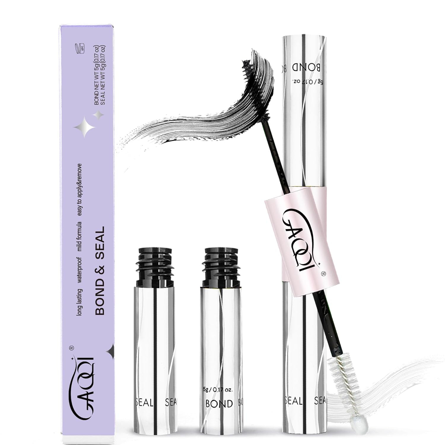 GAQQI Lash Cluster Glue, Lash Bond and Seal Waterproof, Bond & Seal Eyelash Glue