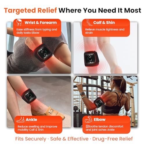 Red Light Therapy Wristband for Hand & Wrist, 660nm & 850nm Infrared, Heat & Vib