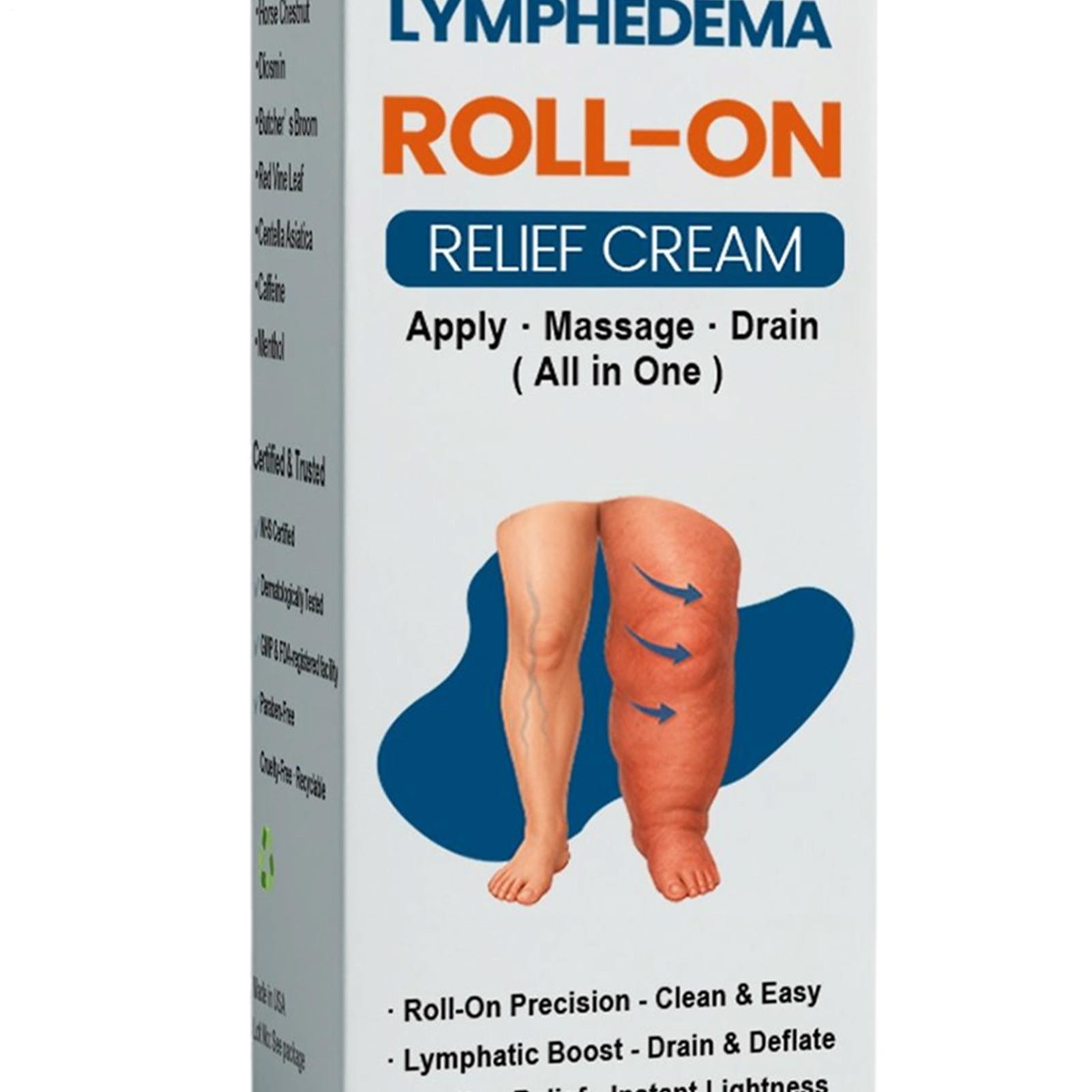 Roll-On Cream For Lymphatic Drainage & Swelling Relief, Herbal Cream