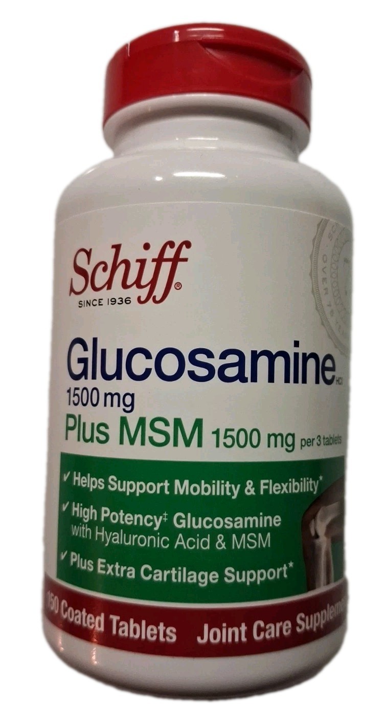 Schiff Glucosamine 1500Mg Plus MSM, Joint Supplement – 150 Tablets Exp 03/2028